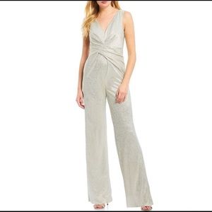 NWT adrianna papell white gold jumpsuit